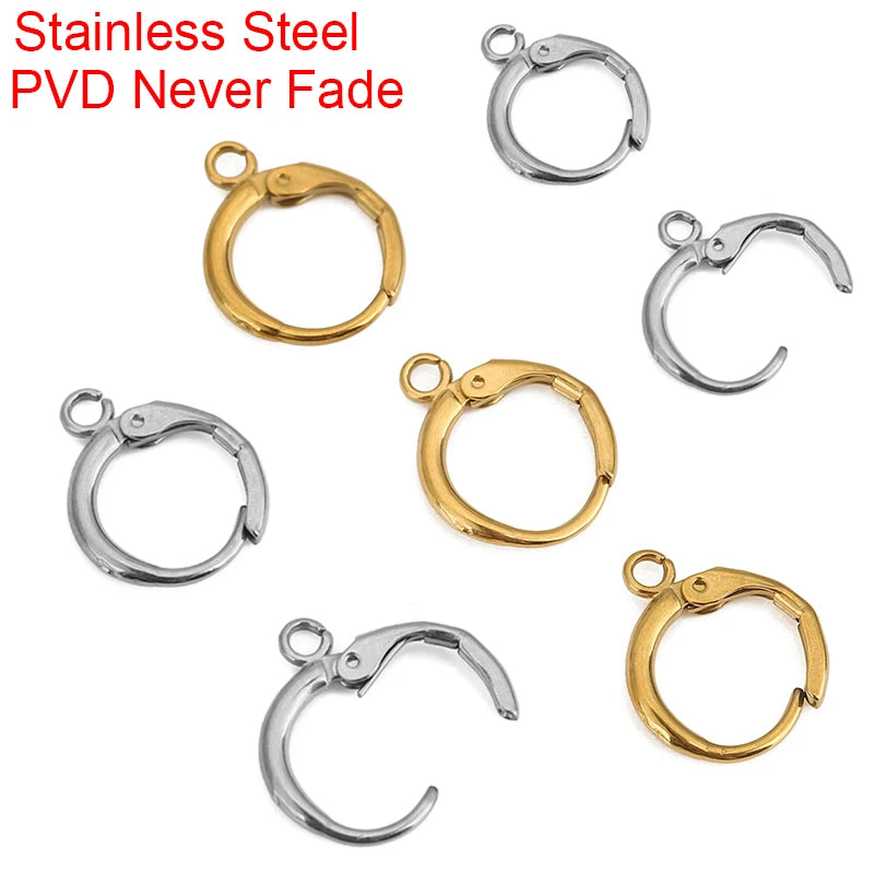 10pcs PVD Never Fade Stainless Steel Earrings Hooks With Loop 12mm Hypoallergenic Earring Clasps Making For Jewelry Accesorios Aurexia off