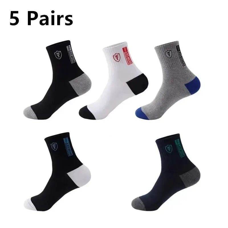 5 Pairs Apring And Fall Mens Sports Socks Summer Leisure Sweat Absorbent Comfortable Thin Breathable Basketball Meias Aurexia off