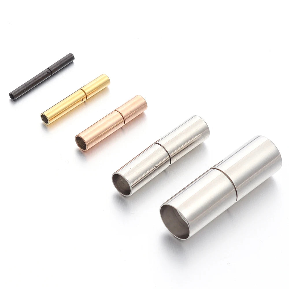 2pcs 1.2-8.2mm Stainless Steel Leather Cord End Caps Cylinder Tube Clasps Buckles Connectors for DIY Jewelry Making Findings Aurexia off