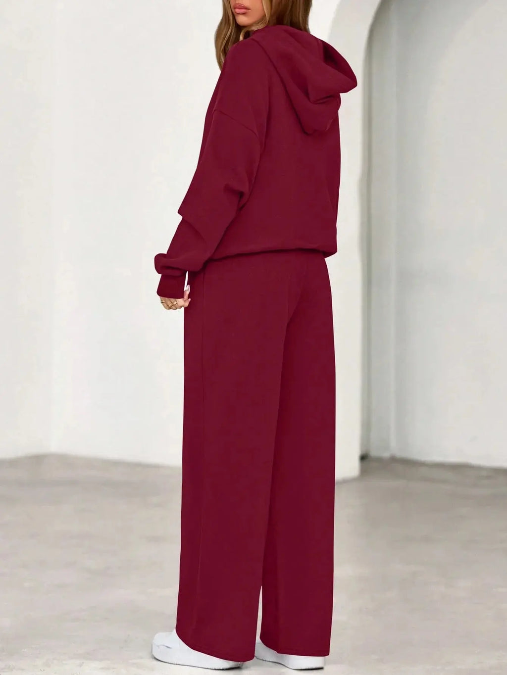 Women's 2 Piece Sweatsuit Set Casual Long Sleeve Hoodie Loose Wide Leg Sweatpants Aurexia off