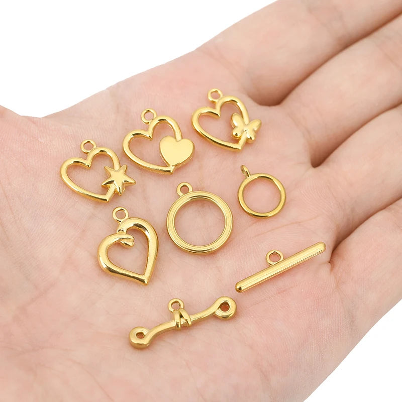 5sets PVD Never Fade Stainless Steel OT Clasps Toggle Bracelet Hooks End Necklace Connectors ForDiy Jewelry Making Accessories Aurexia off