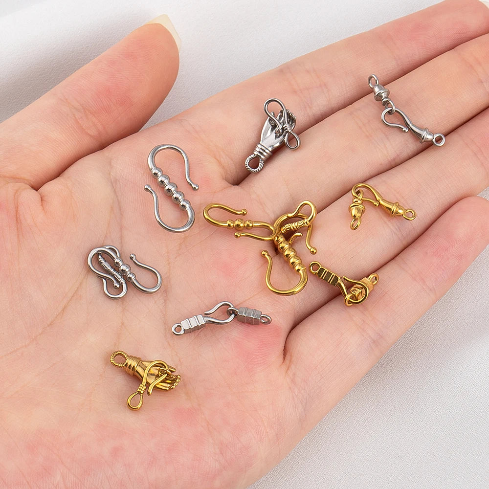 2pcs Stainless Steel Gold Plated Hand-Shape Boat Anchor S-shaped Connection Buckle for DIY Bracelet Clasps Jewelry Accessories Aurexia off