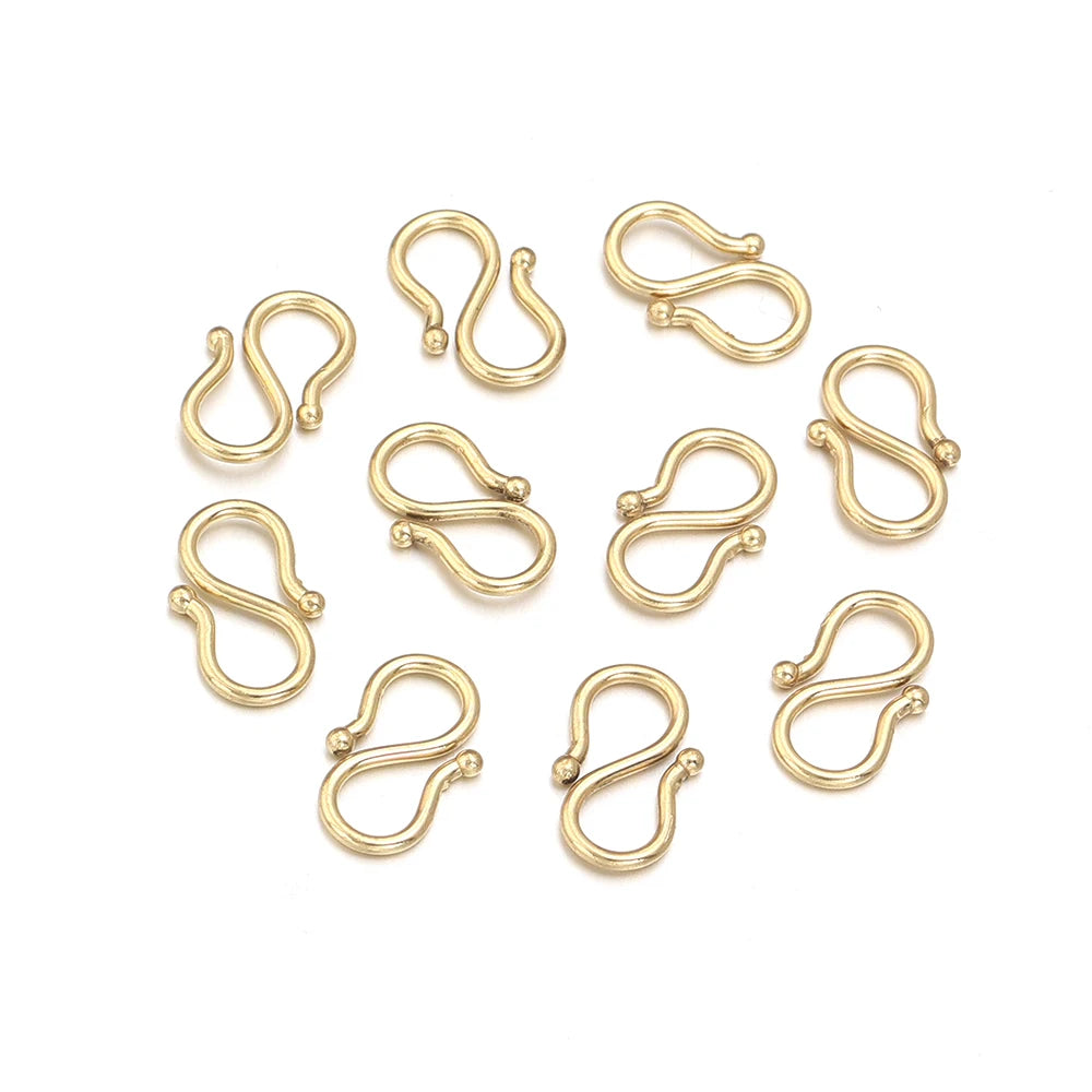 20Pcs Stainless Steel Gold Color S M Shape End Clasps Hooks Chain Connectors For Bracelet Necklace DIY Jewelry Making Supplies Aurexia off