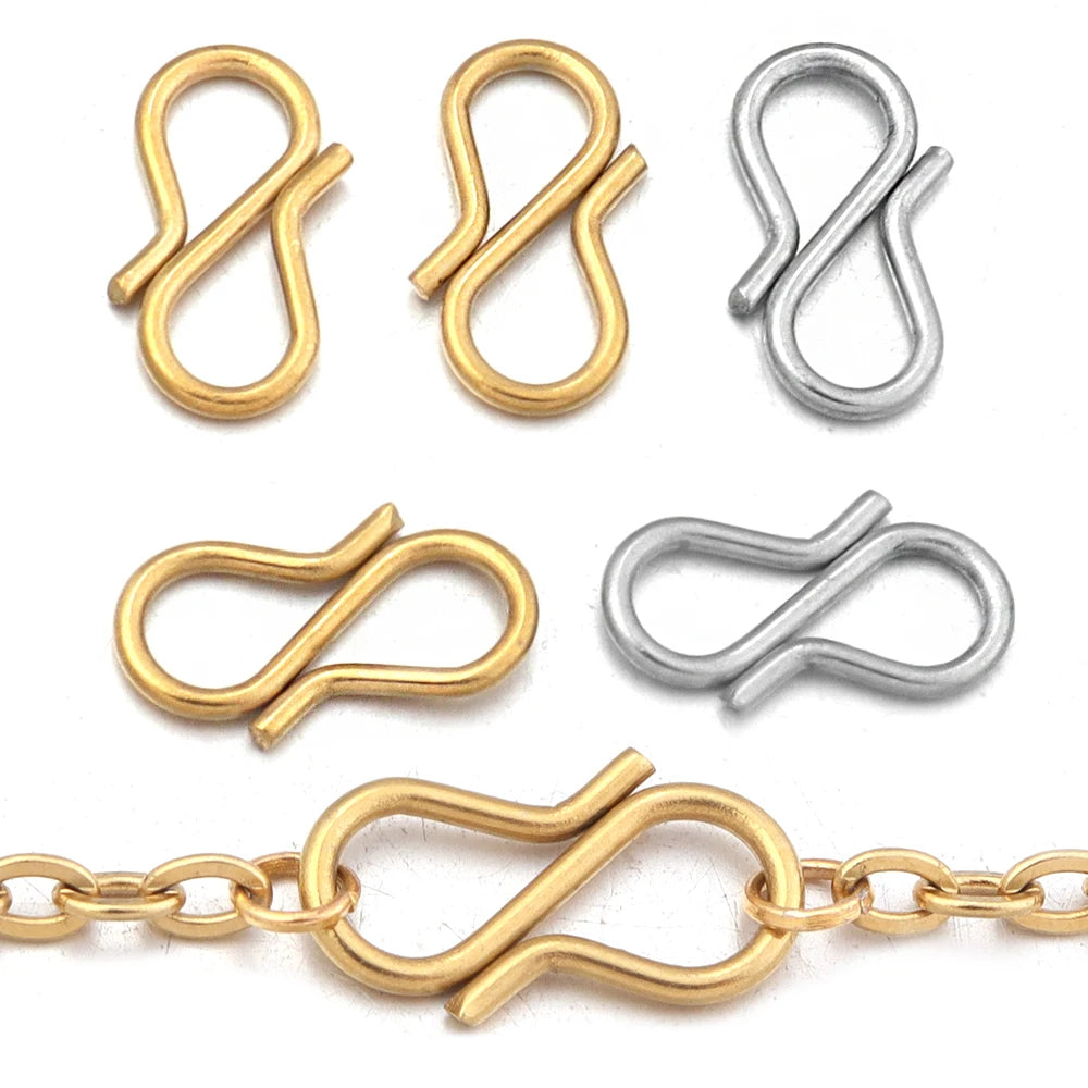 30pcs/Lot 7x13mm Chic Letter S Buckle Clasps DIY Necklace Gold Plated Stainless Steel Clasp Hooks Connectors for Jewelry Making Aurexia off