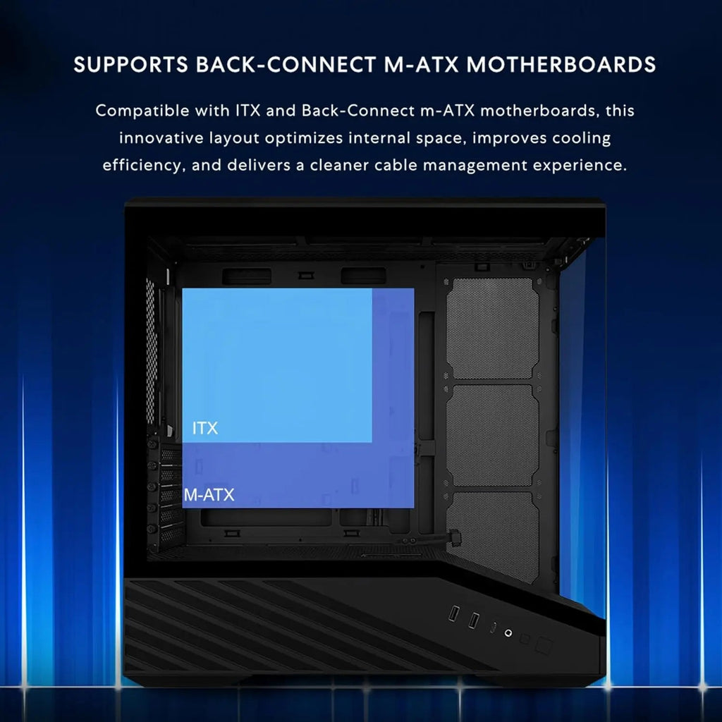 Compact Micro-ATX PC Case with 4 ARGB Fans, Tempered Glass, Supports 415mm GPU & 360mm Radiator - Black Aurexia off