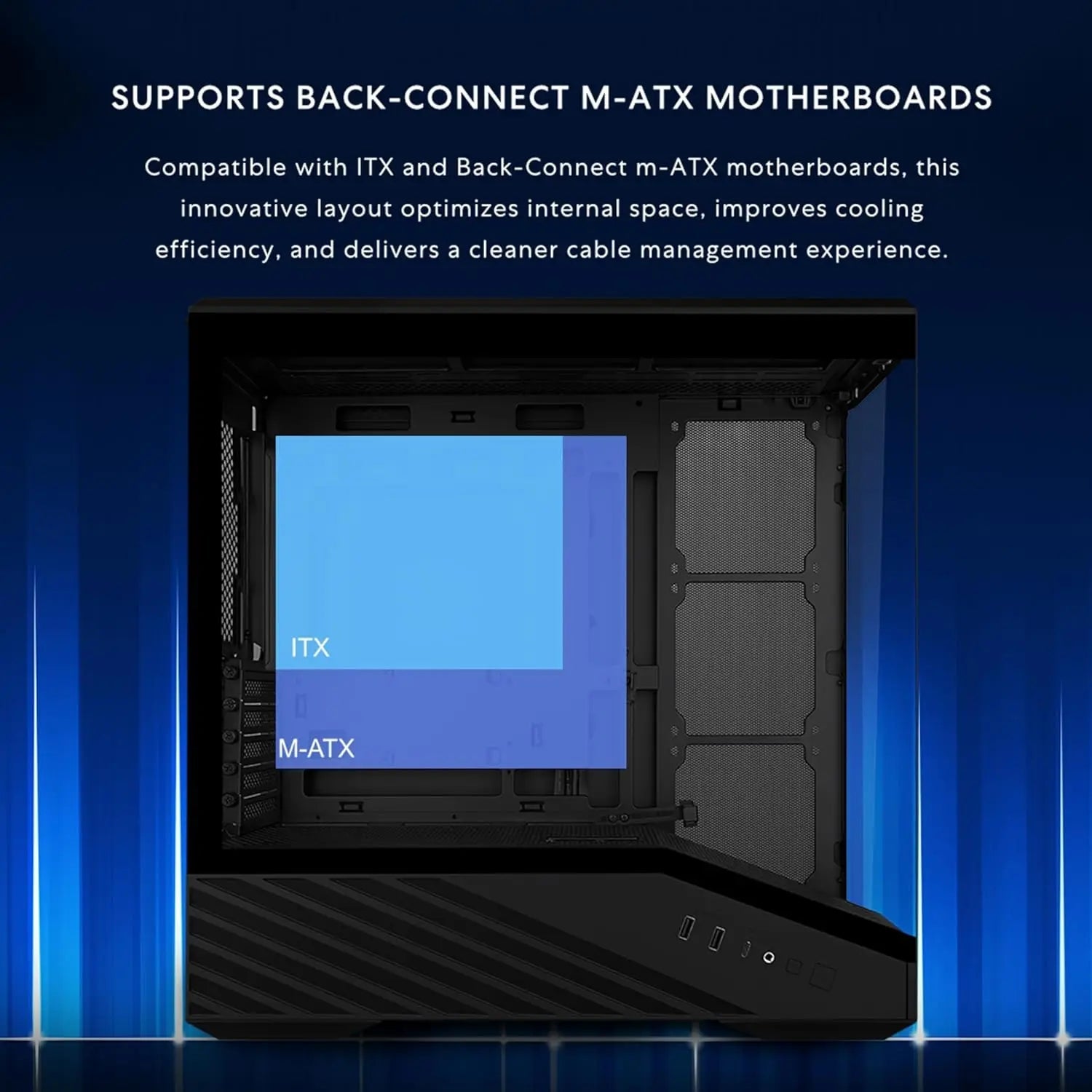 Compact Micro-ATX PC Case with 4 ARGB Fans, Tempered Glass, Supports 415mm GPU & 360mm Radiator - Black Aurexia off