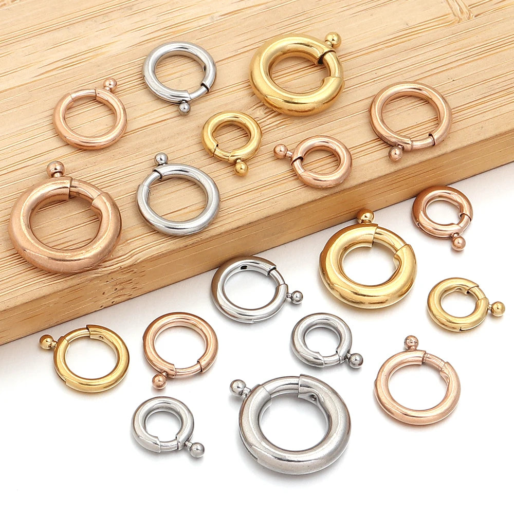2pcs Stainless Steel Spring Clasps Round Ring Clasp Hooks Buckle Connectors For DIY Jewelry Making Bracelet Necklace Accessories Aurexia off