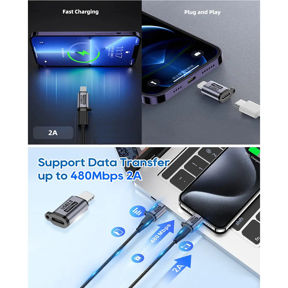 USB-C Adapter Type C Female To Micro / Mini USB Converters For iPhone 14 13 Xiaomi Samsung For Lightning Male Charger Adapter Aurexia off