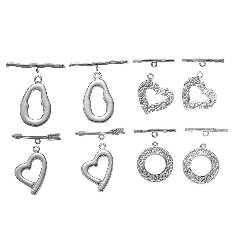 5 Sets Stainless Steel Toggle Clasp T-bar Closure Ring Fastener Hook End Connectors for DIY Necklace Bracelet Jewelry Making Aurexia off