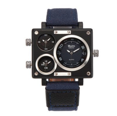 Men's Square Watch with Canvas Strap and Multi-Time Zone Aurexia off