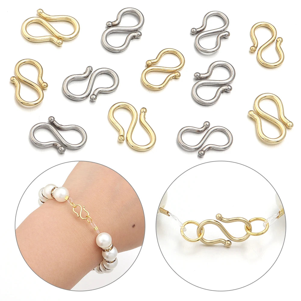 20Pcs Stainless Steel Gold Color S M Shape End Clasps Hooks Chain Connectors For Bracelet Necklace DIY Jewelry Making Supplies Aurexia off