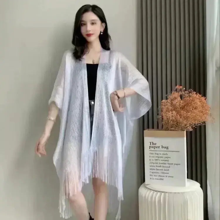 Tassel Gold Bikini Cover Up Sexy Beach Dress Tunics for Women Beachwear Summer cover-ups kaftan Evening Dress Shawls Aurexia off