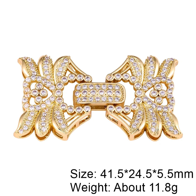 Juya DIY Copper 18K Gold Plated Pendant Connector Fastener Buttob Lock Clasps For Needlework Natural Stone Pearls Jewelry Making Aurexia off
