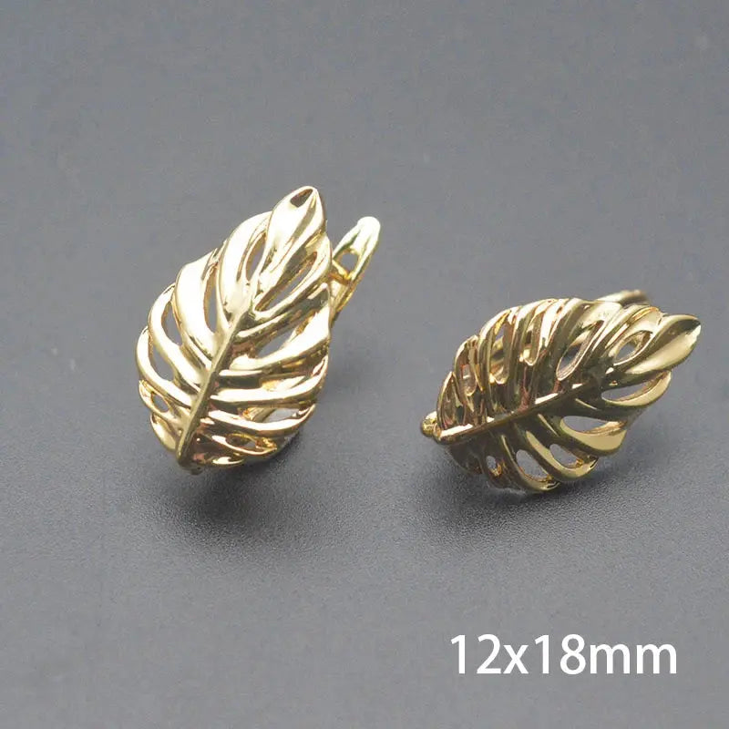 1/2Pcs 18K Gold Plated Brass Leaf Shaped Hollow Fashion Earrings Buckles For DIY High Quality Earring Hook Clasps Jewelry Making Aurexia off
