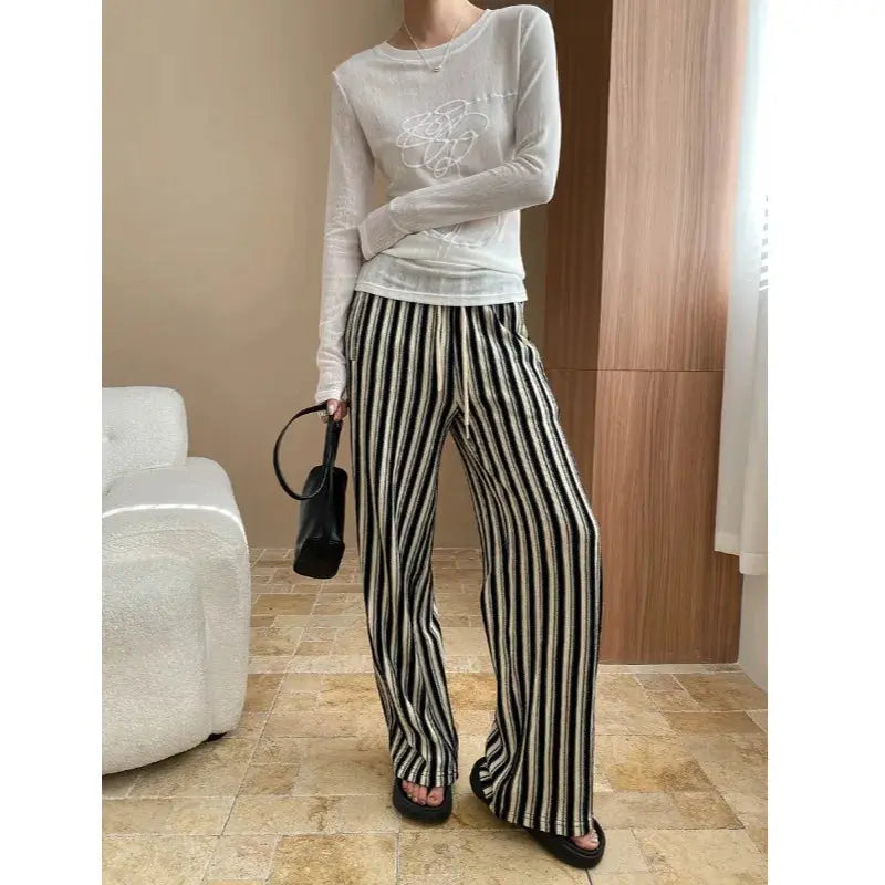 Women T-shirt Round Neck Three-dimensional Printed Pattern Slightly Transparent Solid Color Simple Versatile Long Sleeved Top Aurexia off