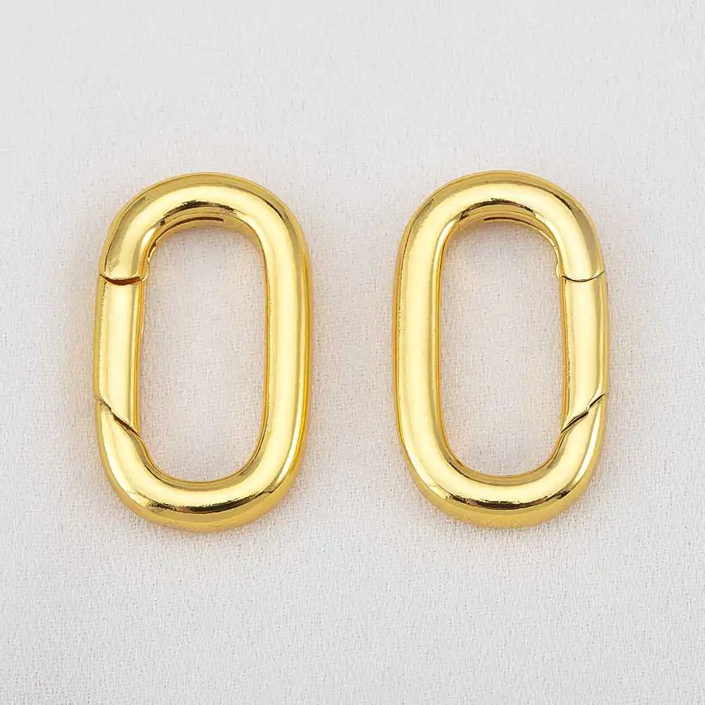 2pcs 18K Gold Plated Filled Oval Carabiner Necklace Clasps Spring Ring Pearl Enhancer Connector for DIY Jewelry Bracelet Making Aurexia off