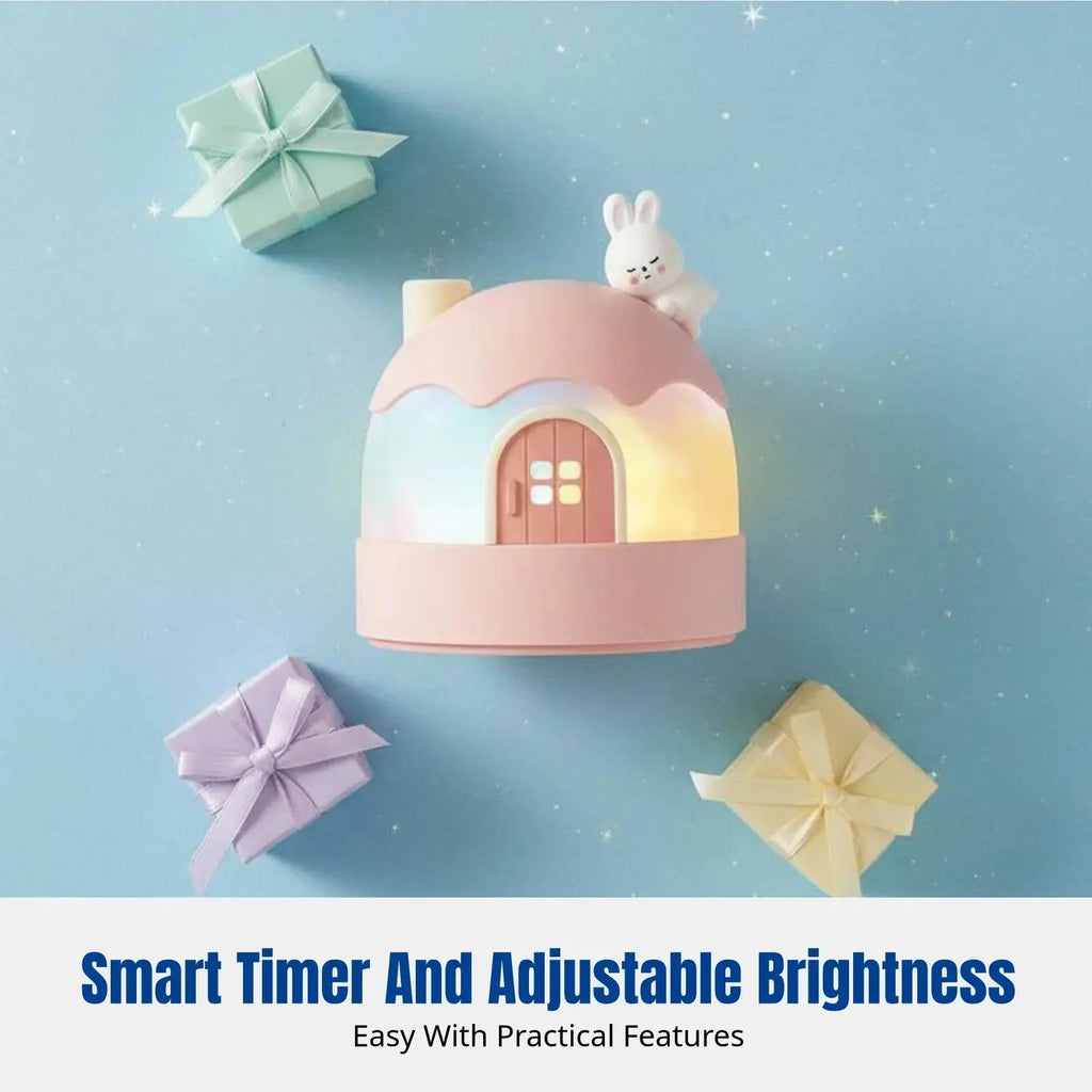 Cartoon Bunny Star Projector, Night Light Music Box for Kids, Rotating Galaxy Lamp, Girls Bedroom Ceiling, Timer Aurexia off