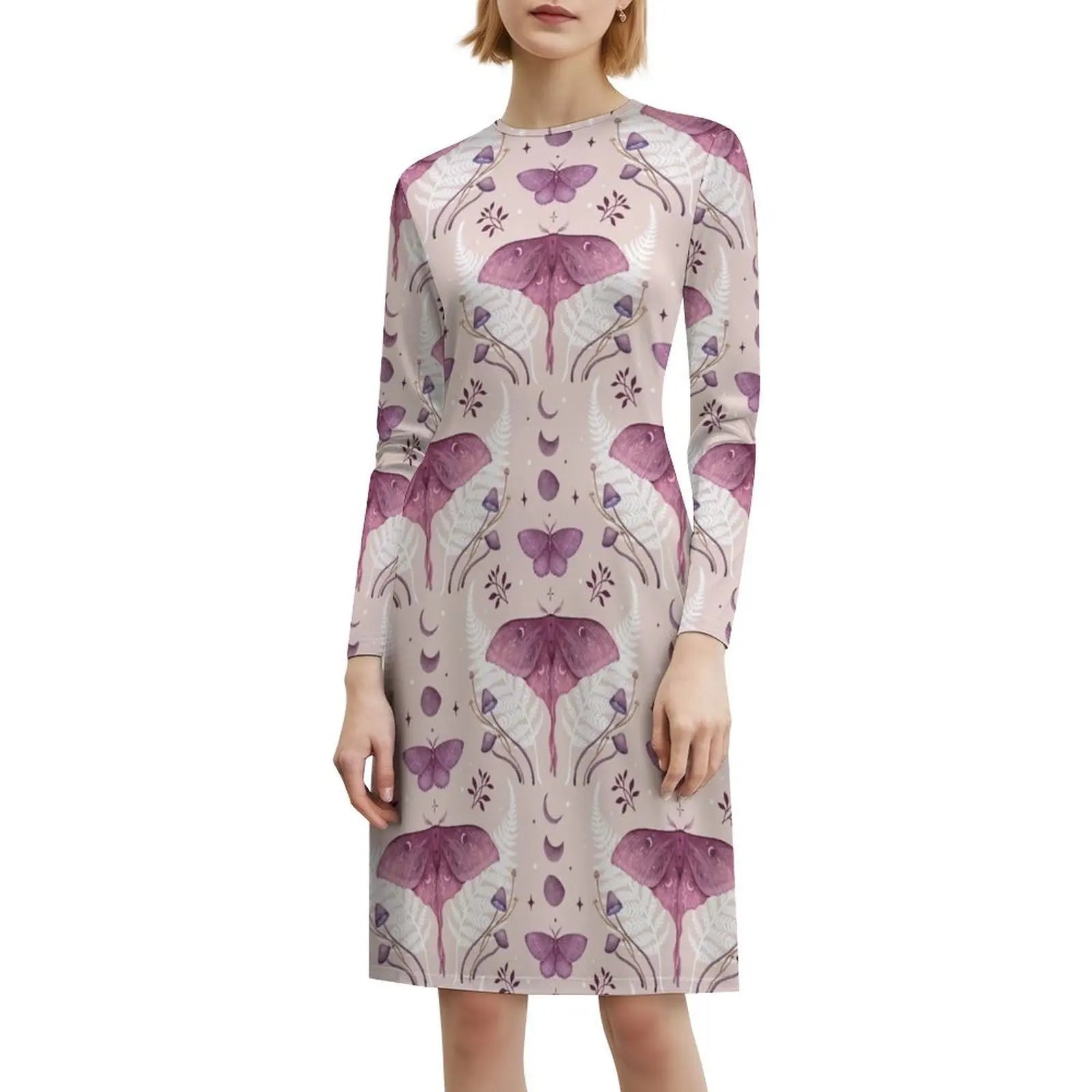 Luna And Emerald-Vintage Pink Bohemian Sleeveless Dress For Women Print Beach Party Dresses Pastel Pink Vintage Night Night Aurexia off