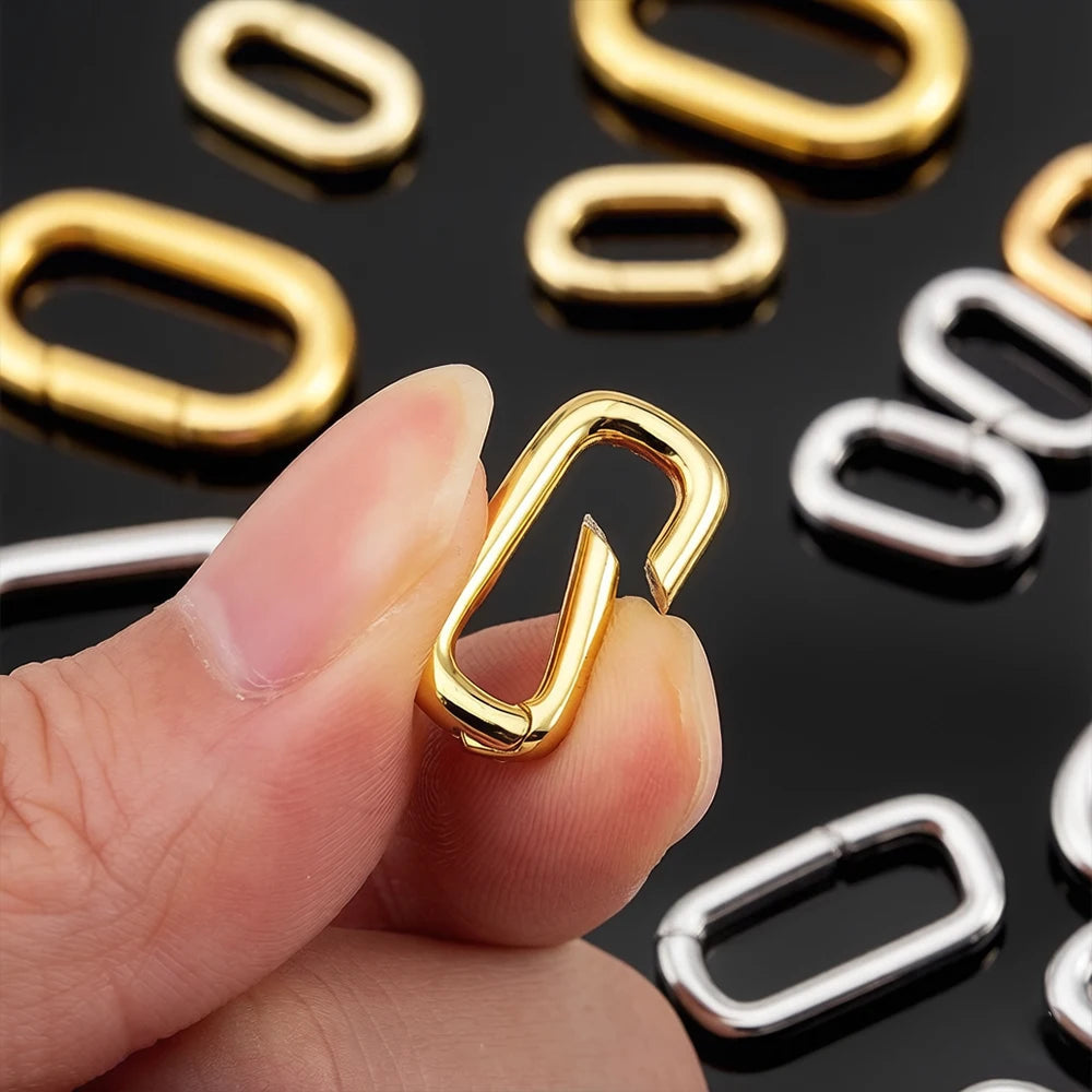 2pcs 18K Gold Plated Filled Oval Carabiner Necklace Clasps Spring Ring Pearl Enhancer Connector for DIY Jewelry Bracelet Making Aurexia off