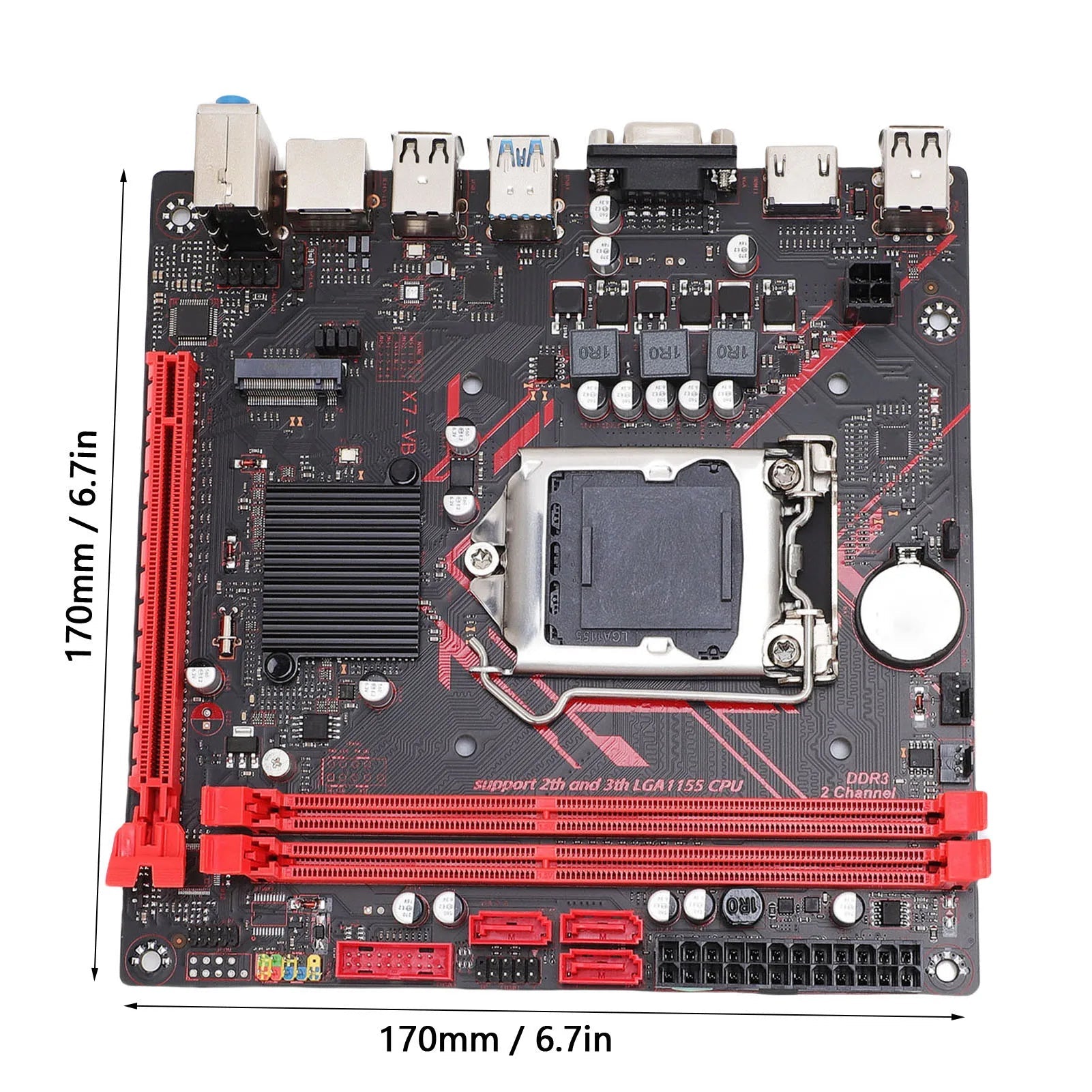 Computer Motherboard for Replacement 2xDDR3 Serial ATA 2.0x3 16GB Supports Extended PCIE2.0 6Gbps ITX Computer Motherboard Aurexia off