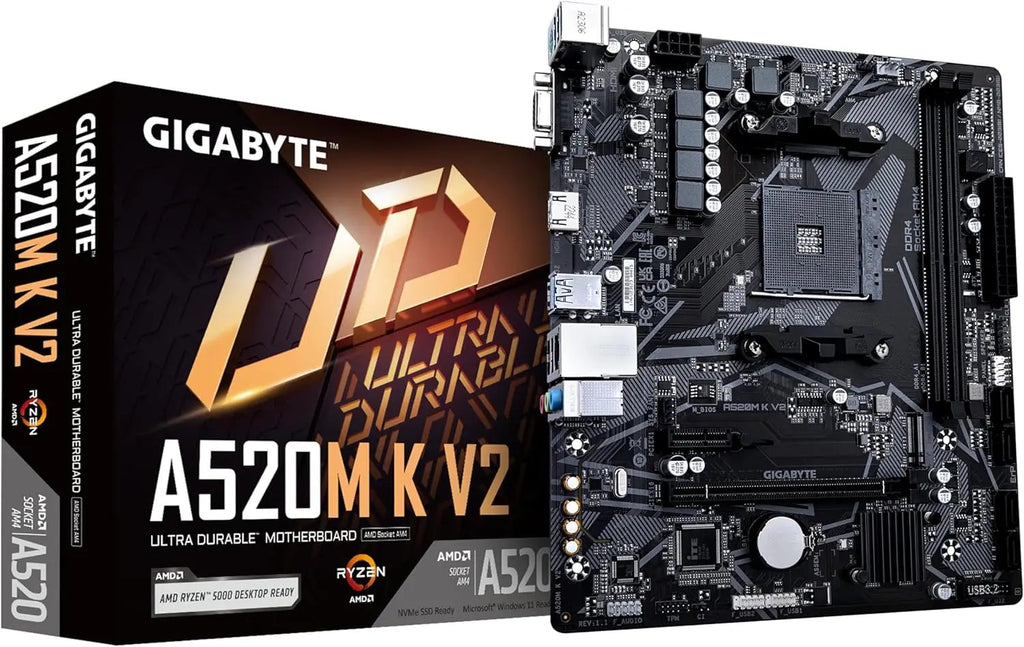 A520M K V2 Motherboard for AMD AM4, 2x DDR4 Slots, HDMI/D-Sub Ports, M.2 SSD Support, USB 3.2 Aurexia off