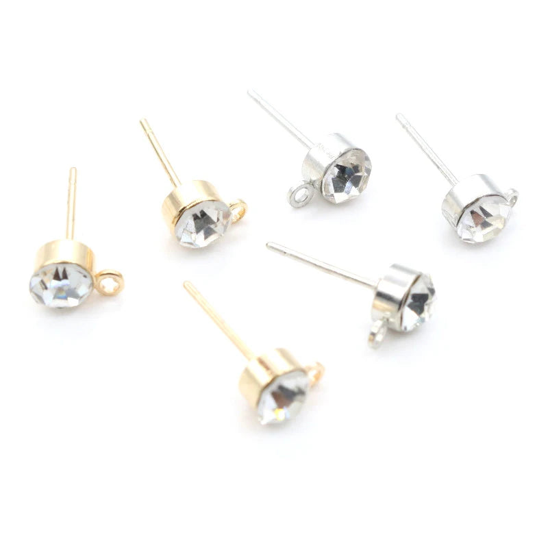 50pcs Stud Earrings Pins with Zircon 4/5/6mm Rhinestone Basic Earring Studs DIY Jewelry Making Accessories Findings Aurexia off