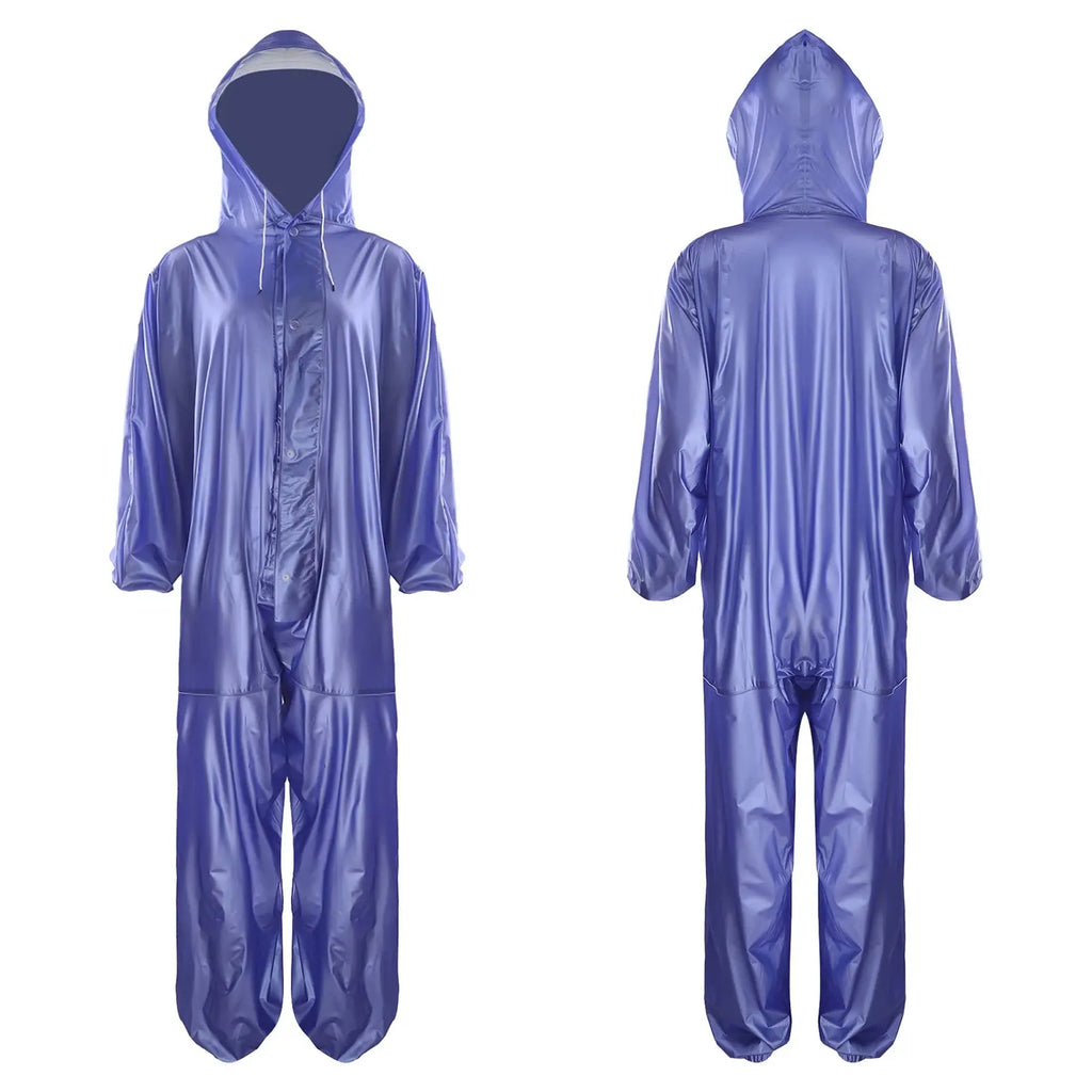 Adults Transparent Full-body Hooded Raincoat Portable Convenient One-piece Waterproof Raincoat Jumpsuit for Outdoor Workwear Aurexia off