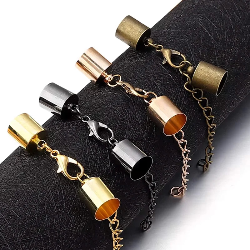 10Sets Leather Cord End Caps With Lobster Clasp Extending Chain For Jewelry Making DIY Bracelet Necklace Connectors Accessories Aurexia off