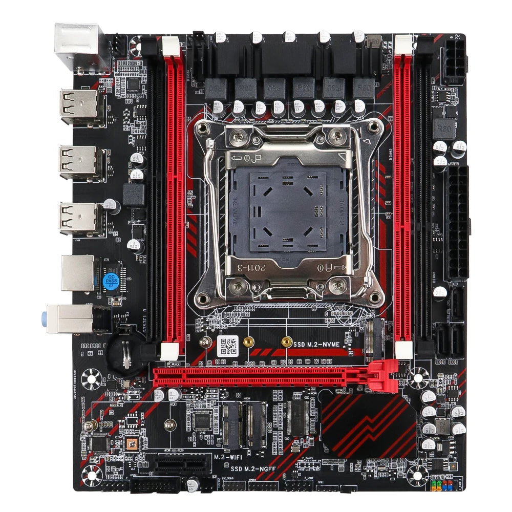 SOYO X99 Motherboard Set Kit With Intel LGA2011-3 Xeon E5 2676 V3 and DDR3 16GB (2*8GB) 1600MHz Dual Channel RAM M.2 NVME Aurexia off