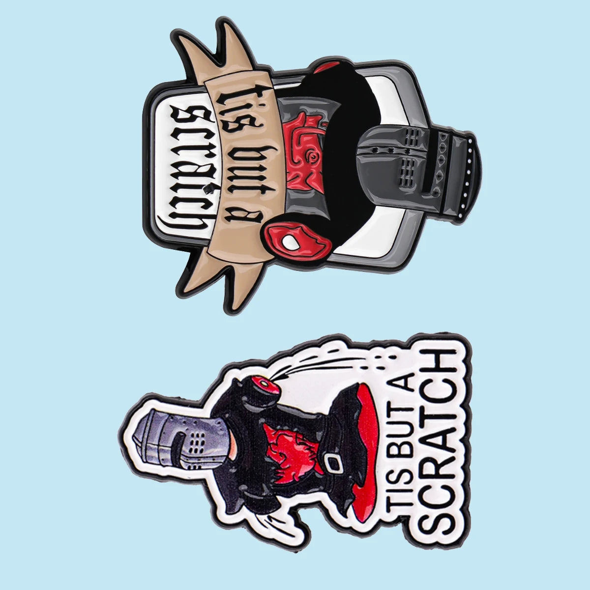 2pcs/set Tis But A Scratch Enamel Pins Samurai Metal Brooch Backpack Hat Bag Collar Lapel Badges Fashion Jewelry Collection Gift Aurexia off