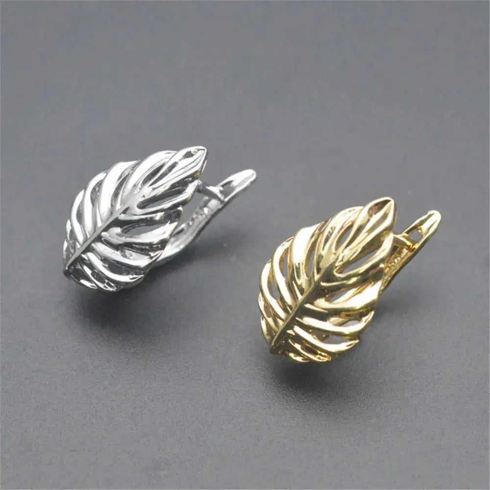 1/2Pcs 18K Gold Plated Brass Leaf Shaped Hollow Fashion Earrings Buckles For DIY High Quality Earring Hook Clasps Jewelry Making Aurexia off