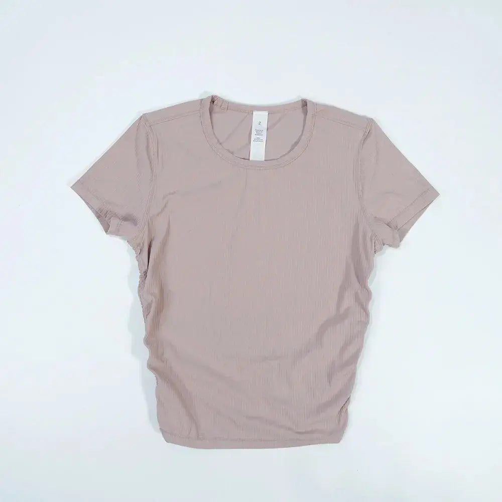 Ribbed Tight Shirt Sexy Waist Shaping Cropped Top Short Sleeve Shirts Women Gym T-shirt Breathable Yoga Clothes Aurexia off