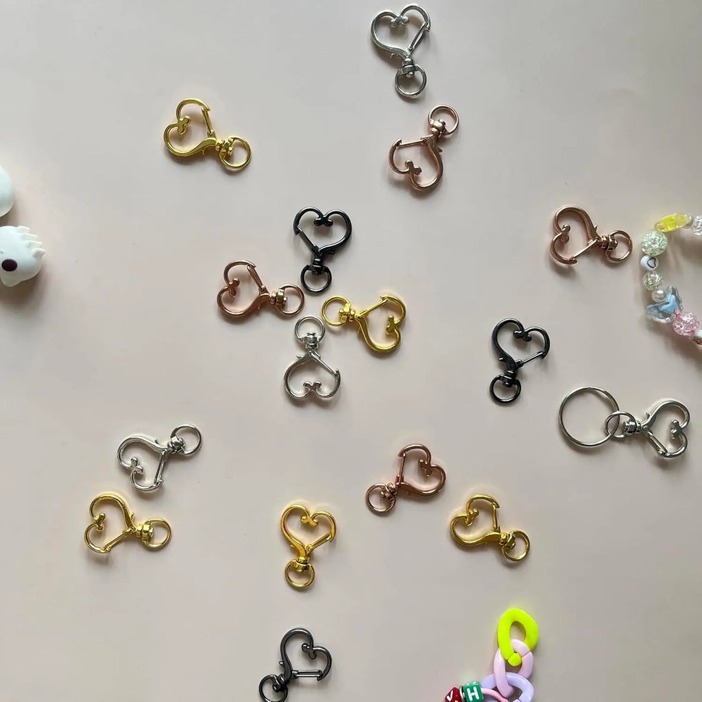 5/10/15/25/40/60Pcs Heart-Shaped Swivel Snap Hooks Metal Spring Snap Keychains Heart Clips Trigger for Lanyard Jewelry Charms Aurexia off