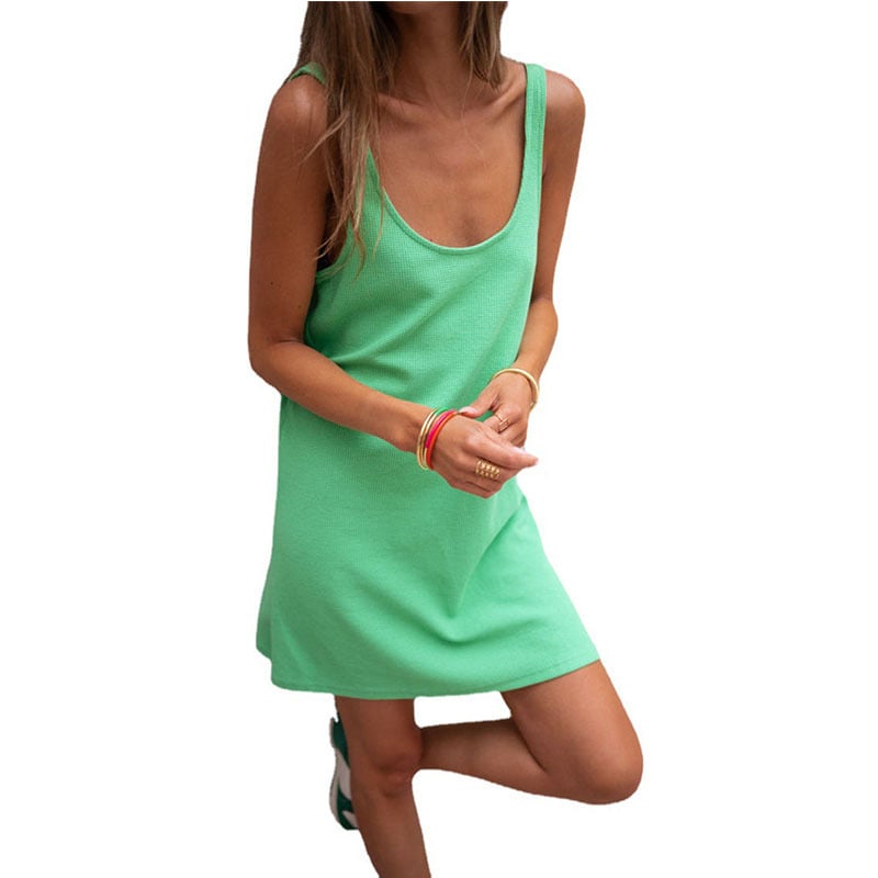 Waffle Knit Sleeveless Flow Dress Aurexia off