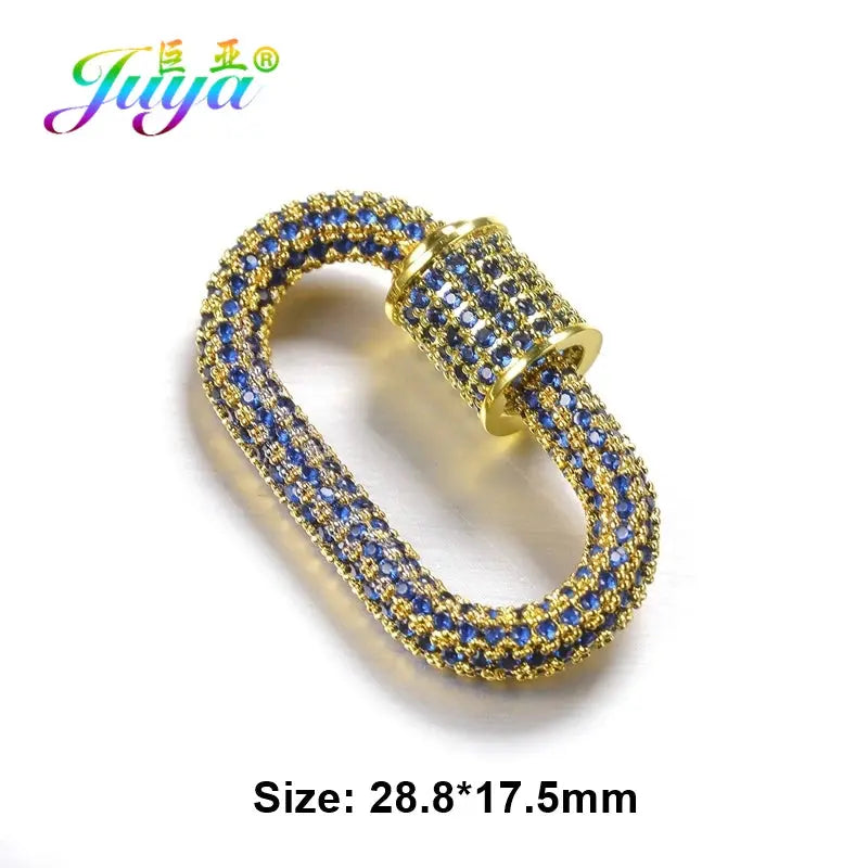 Juya Handmade Zirconia 18K Gold Plated Decorative Copper Pendant Carabiner Screw Bolt Lock Clasps For DIY Punk Jewelry Making Aurexia off