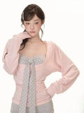 Y2K Two Piece Set: Sexy Pleated Top & Polka Dot Strapless Vest, Fairy Grunge Suit Aurexia off