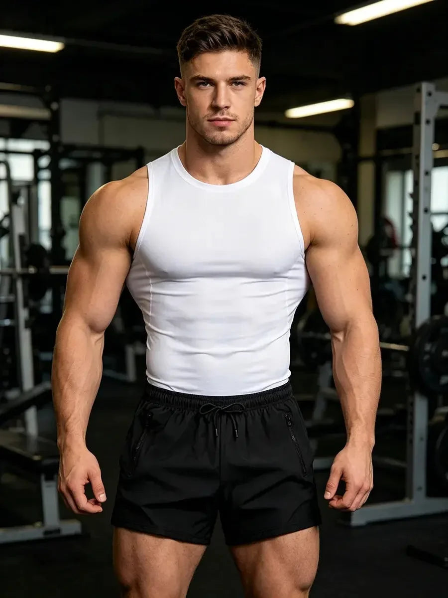 Men's Casual Sportswear Set Quick Drying Vest And Athletic Shorts Elastic And Breathable Perfect ForRunning And Fitness Training Aurexia off
