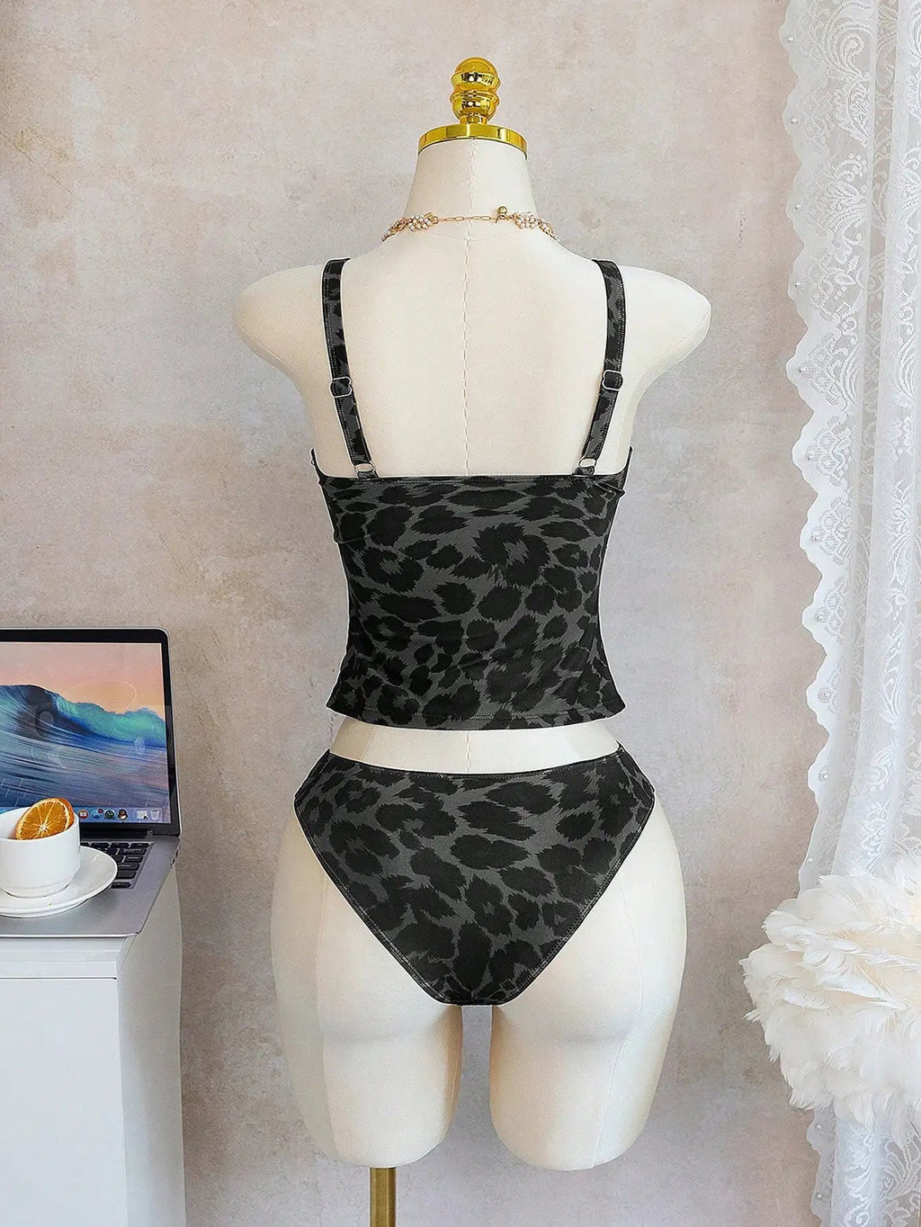 Women's Leopard Print V-Neck 2-Piece Bikini Set For Beach Pool Party Aurexia off