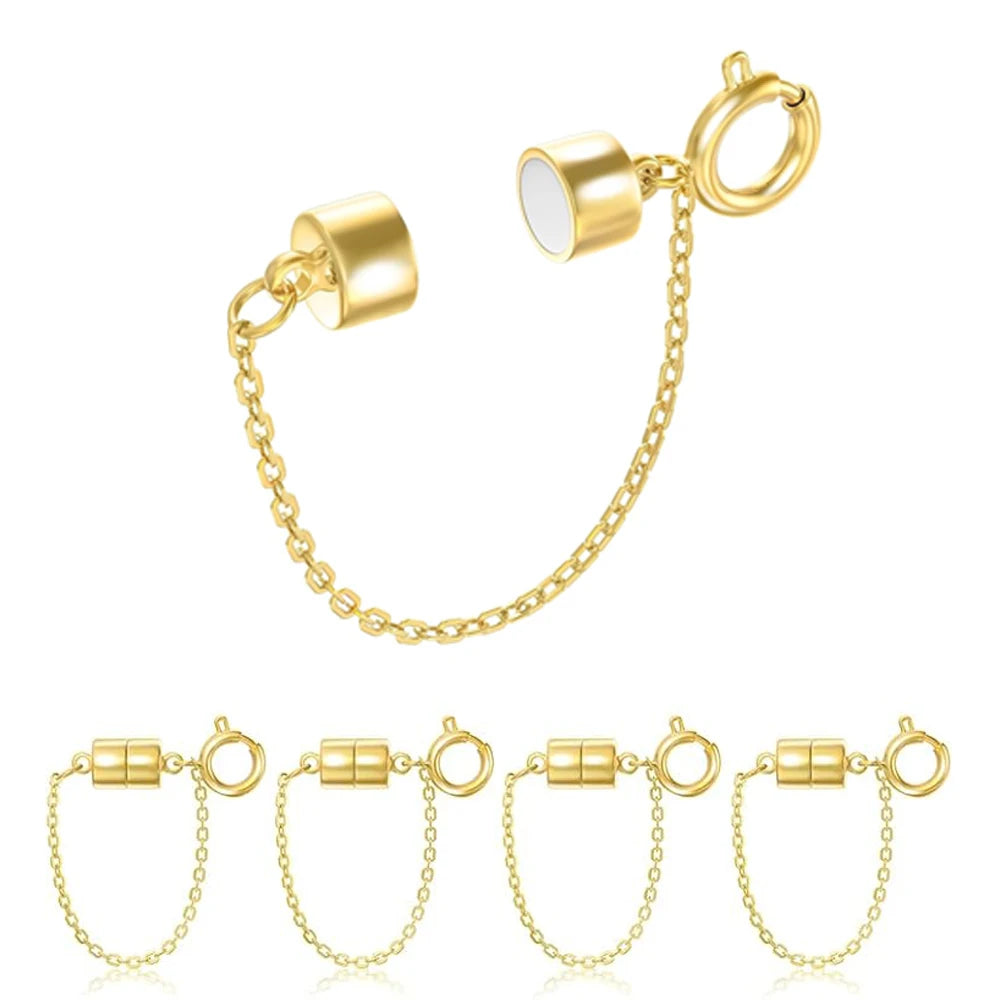 5Pcs Magnetic Bracelet Clasps and Closures with Safety Chain Never Fall Bracelet Extender Converter Magnetic Clasps for Women Aurexia off