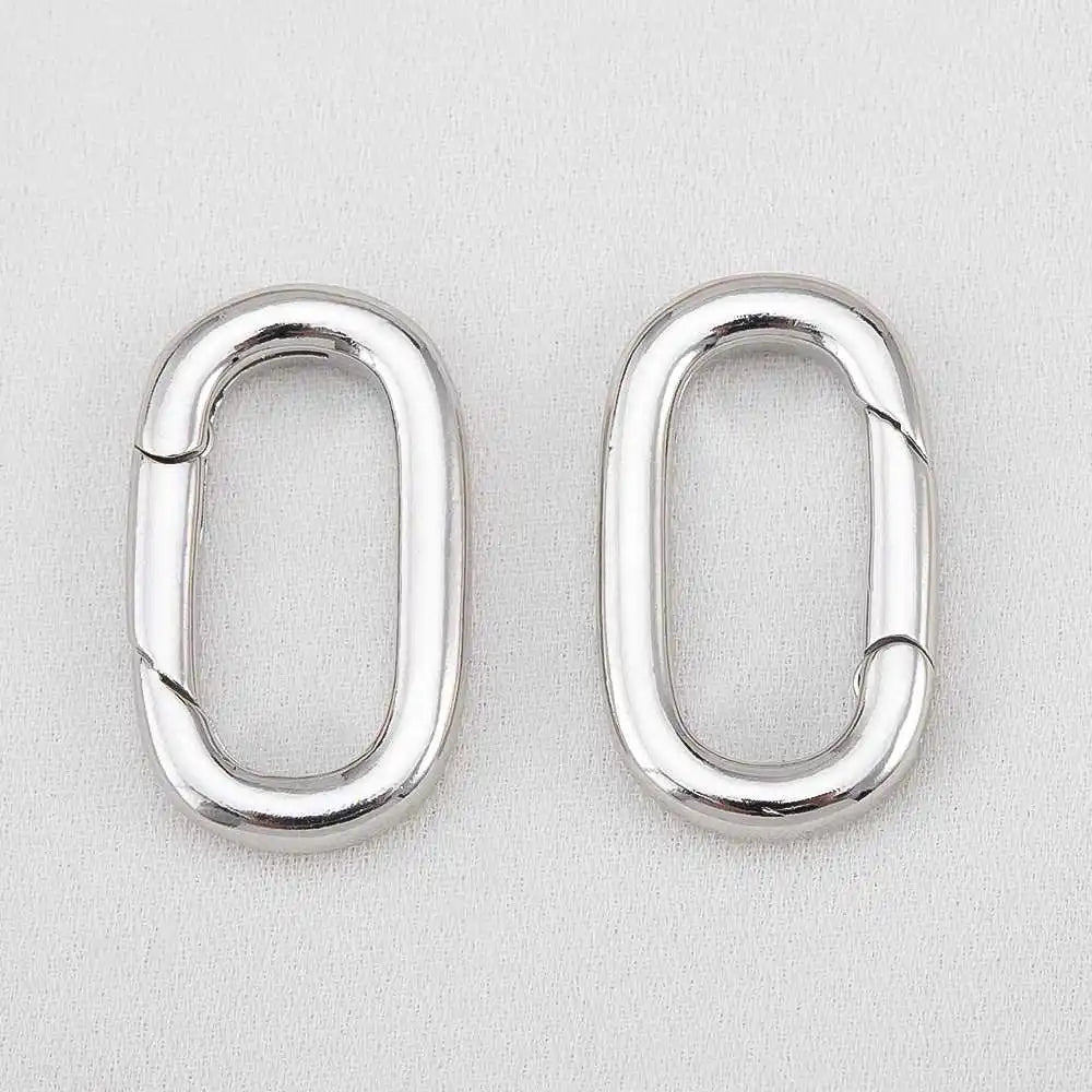 2pcs 18K Gold Plated Filled Oval Carabiner Necklace Clasps Spring Ring Pearl Enhancer Connector for DIY Jewelry Bracelet Making Aurexia off