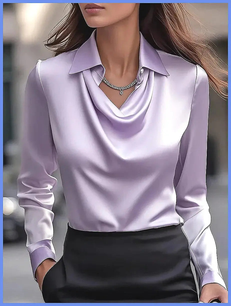 Vintage Satin Blouse Women Long Sleeve Elegant Silk Shirt Luxury Commuting Tops Aurexia off