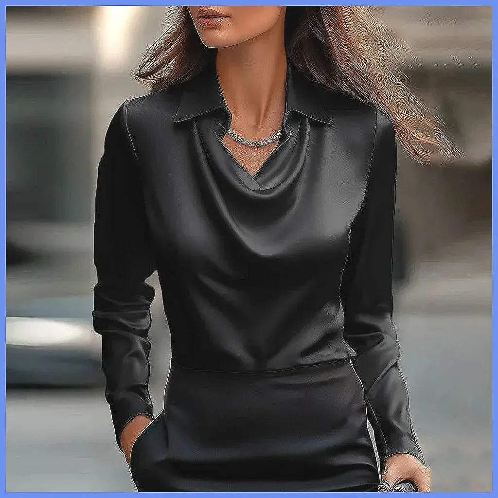 Vintage Satin Blouse Women Long Sleeve Elegant Silk Shirt Luxury Commuting Tops Aurexia off
