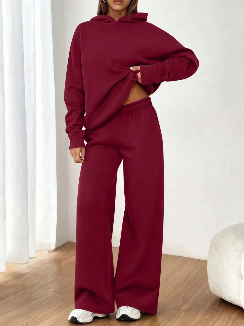 Women's 2 Piece Sweatsuit Set Casual Long Sleeve Hoodie Loose Wide Leg Sweatpants Aurexia off