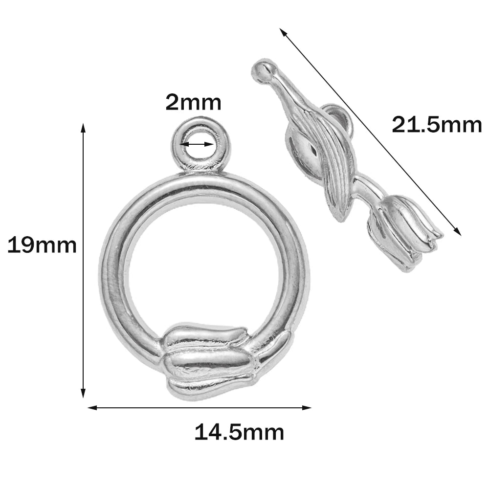 5 Sets Stainless Steel Toggle Clasp T-bar Closure Ring Fastener Hook End Connectors for DIY Necklace Bracelet Jewelry Making Aurexia off