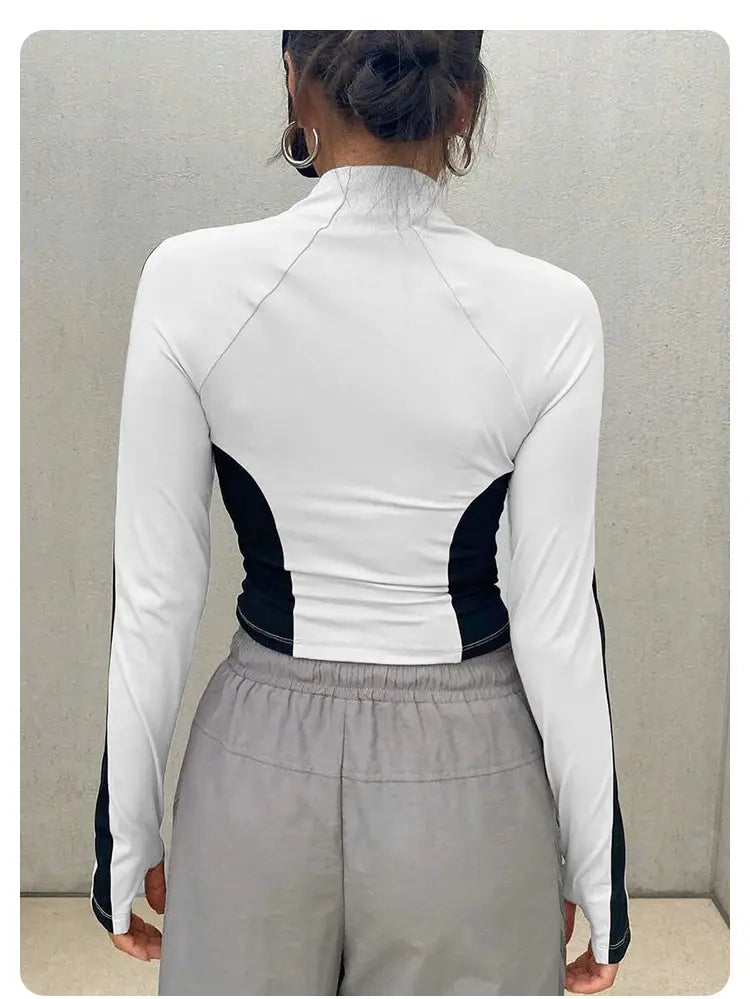 Yoga Clothes Stand Up Collar Jacket Outdoor Sports Long Sleeved Women Slim Quick Dry Zipper Cardigan Running Fitness Jacket Top Aurexia off