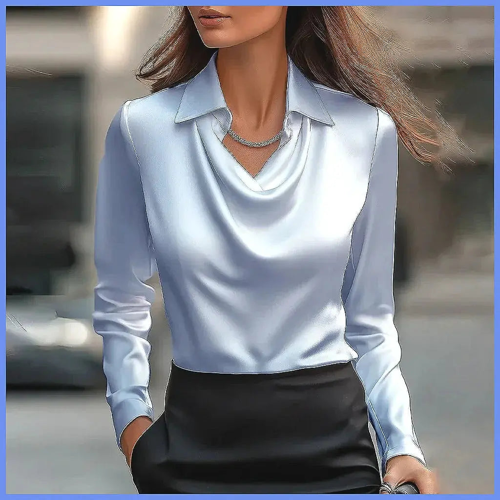 Vintage Satin Blouse Women Long Sleeve Elegant Silk Shirt Luxury Commuting Tops Aurexia off