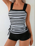 Women Striped Tankini Swimwear 2 Piece Set Beach Vacation Pool Party Aurexia off