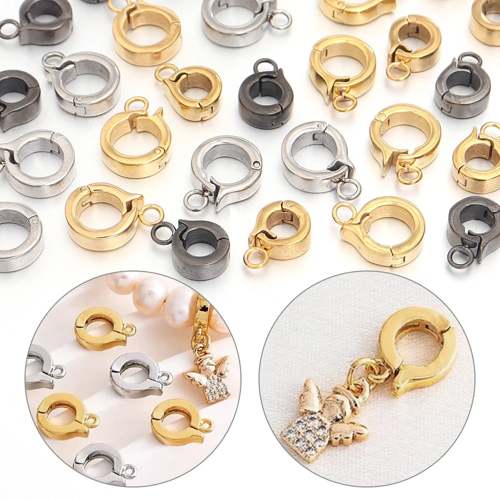 Stainless Steel Necklace Clasp Round Versatile Connection Buckles for Bracelet Earring Pendants Hooks Jewelry Making Supplies Aurexia off