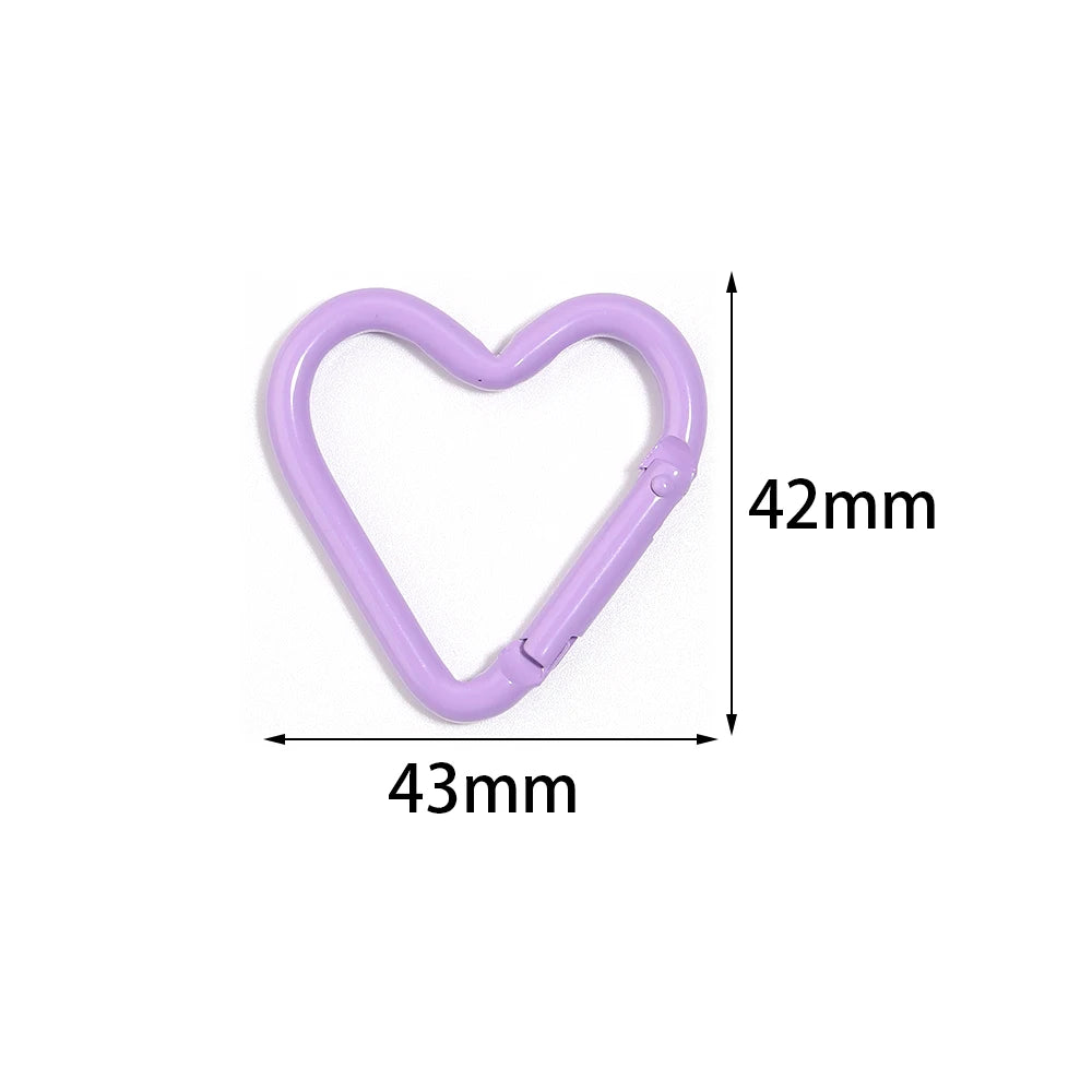 5pcs Colorful Heart-shaped Aluminum Alloy Carabiner Rings Keychain Clip Spring Hook Hanging Buckle Jewelry Making Accessories Aurexia off