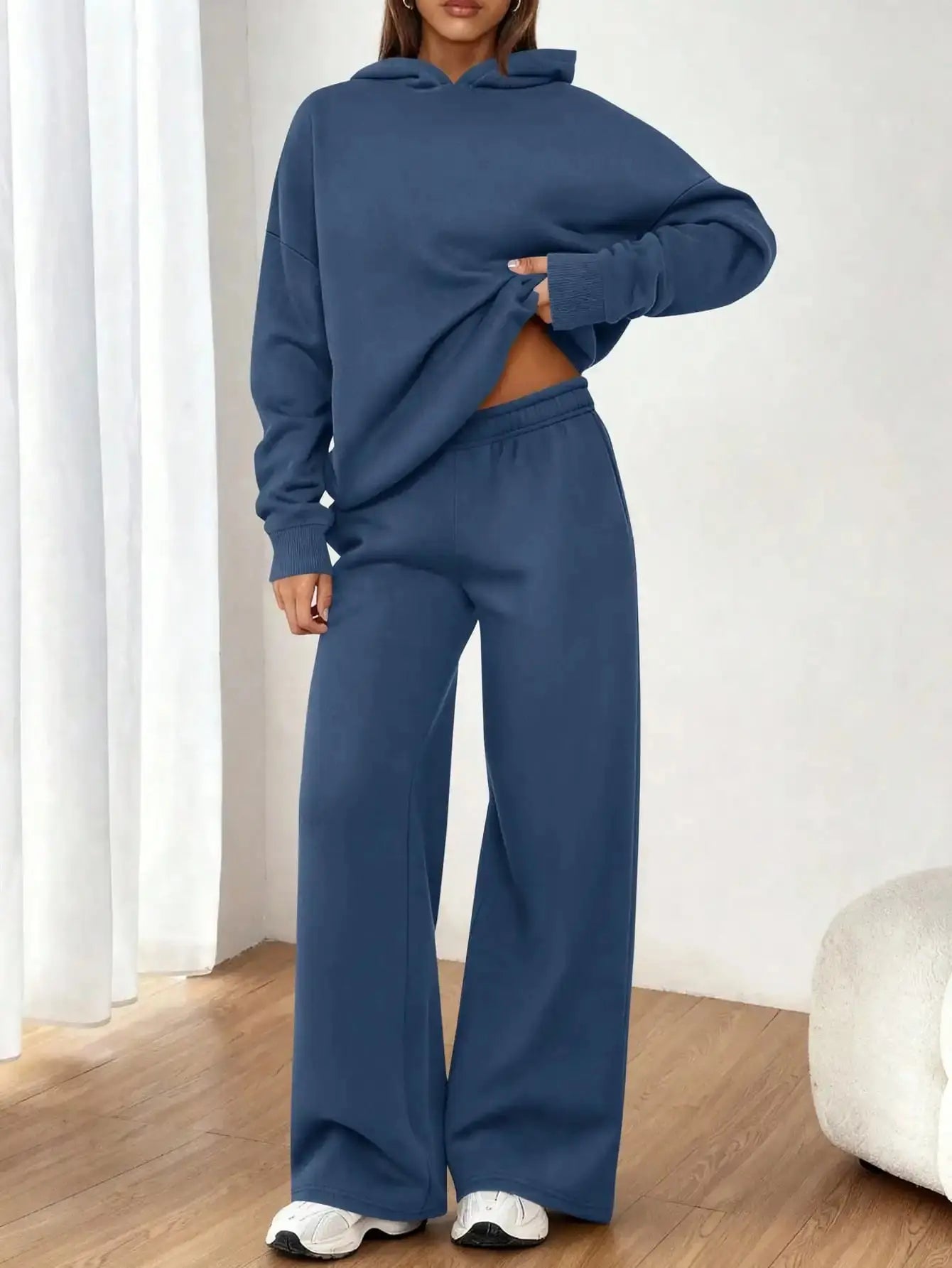Women's 2 Piece Sweatsuit Set Casual Long Sleeve Hoodie Loose Wide Leg Sweatpants Aurexia off